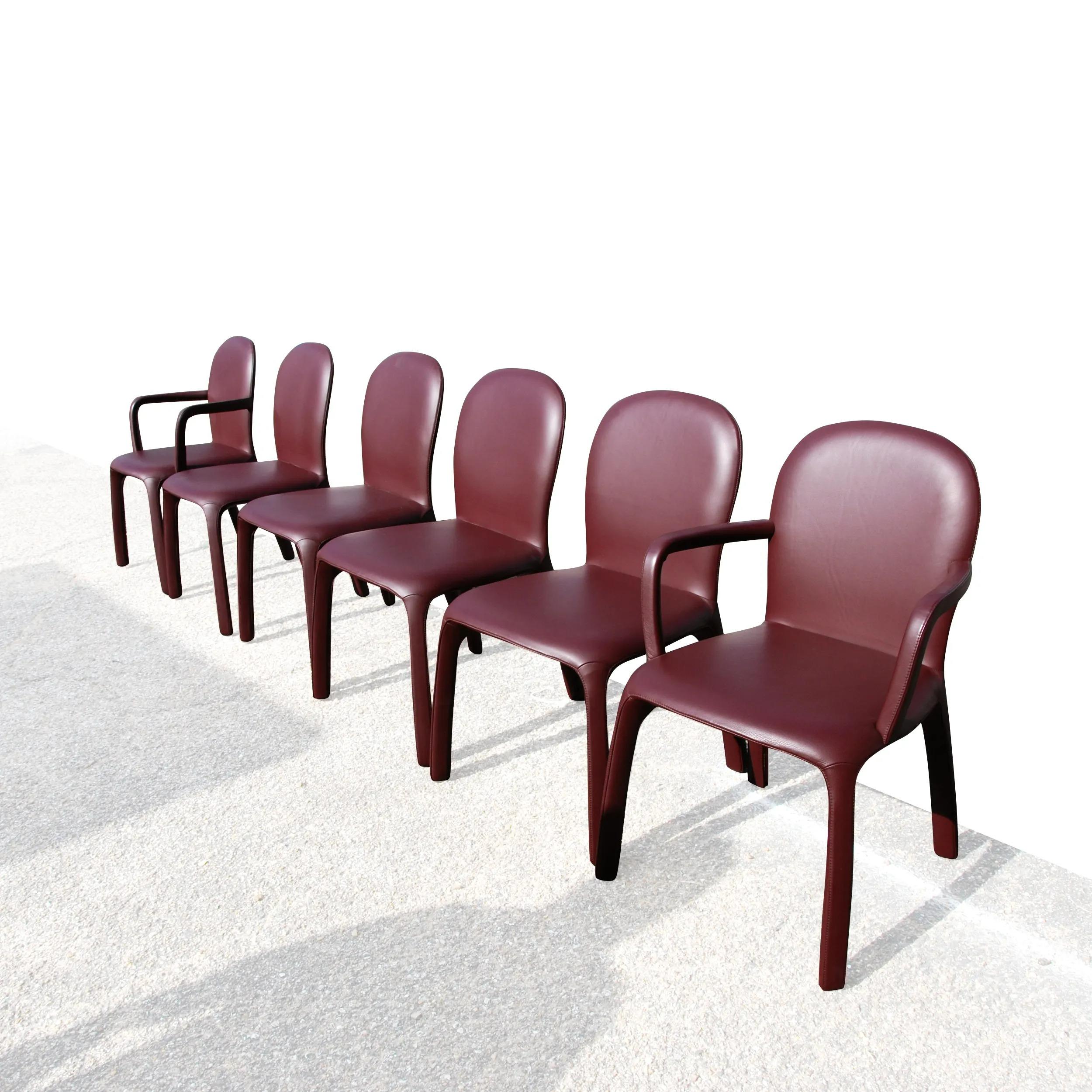 Set of 6 “Amelie” Claudio Bellini chairs for Poltrona Frau.

These chairs encompass simple forms and precious materials In a natural yet sophisticated style. 

Set of six chairs including four side and two arm chairs in a rich burgundy leather.