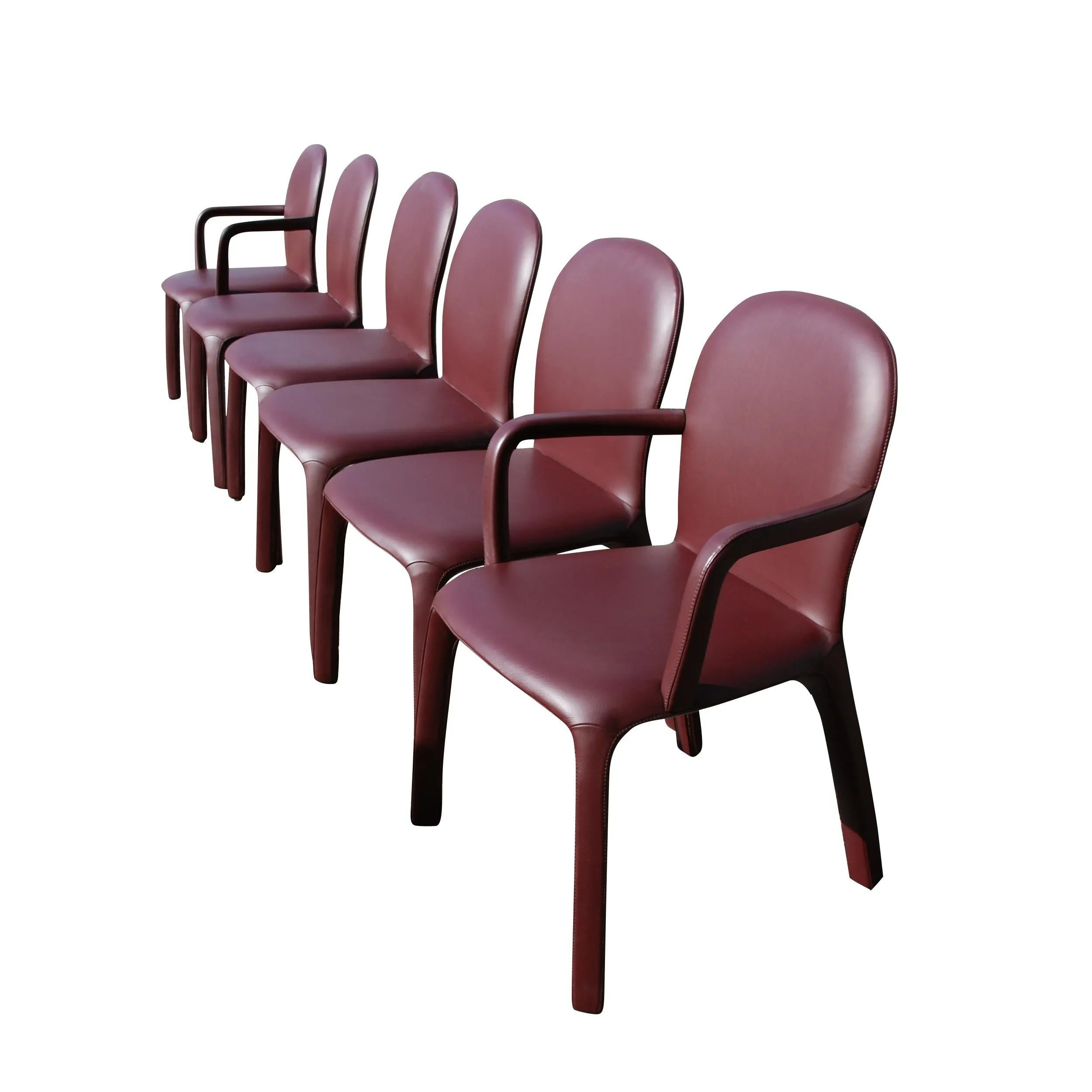 Mid-Century Modern Set of 6 “Amelie” Dining Chairs by Claudio Bellini for Poltrona Frau For Sale