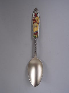 Set of 6 American Colonial Revival Powhatan & Pocahontas Enamel Spoons