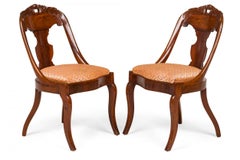 Set of 6 American Empire Style Carved Wood Gondola Dining Chairs