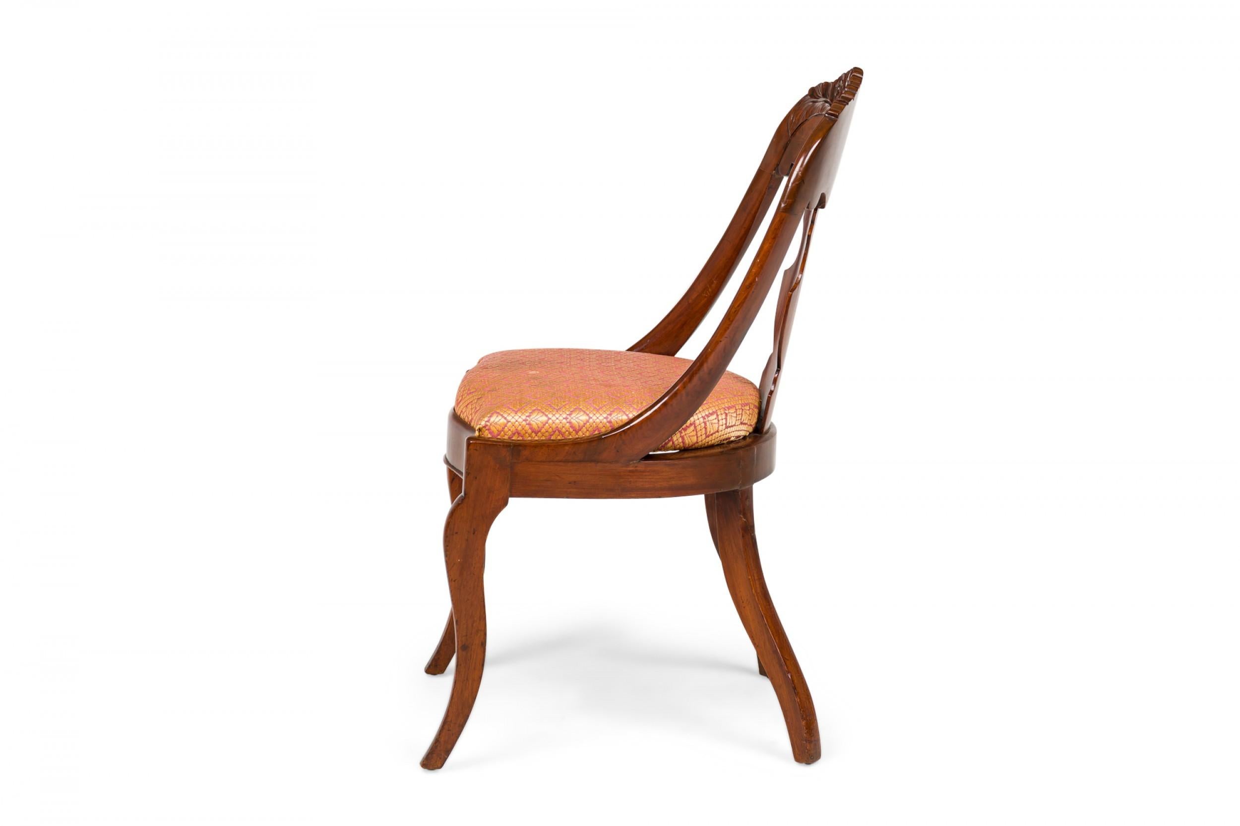 Mahogany Set of 6 American Empire Style Carved Wood Gondola Dining Chairs For Sale