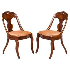 Set of 6 American Empire Style Carved Wood Gondola Dining Chairs