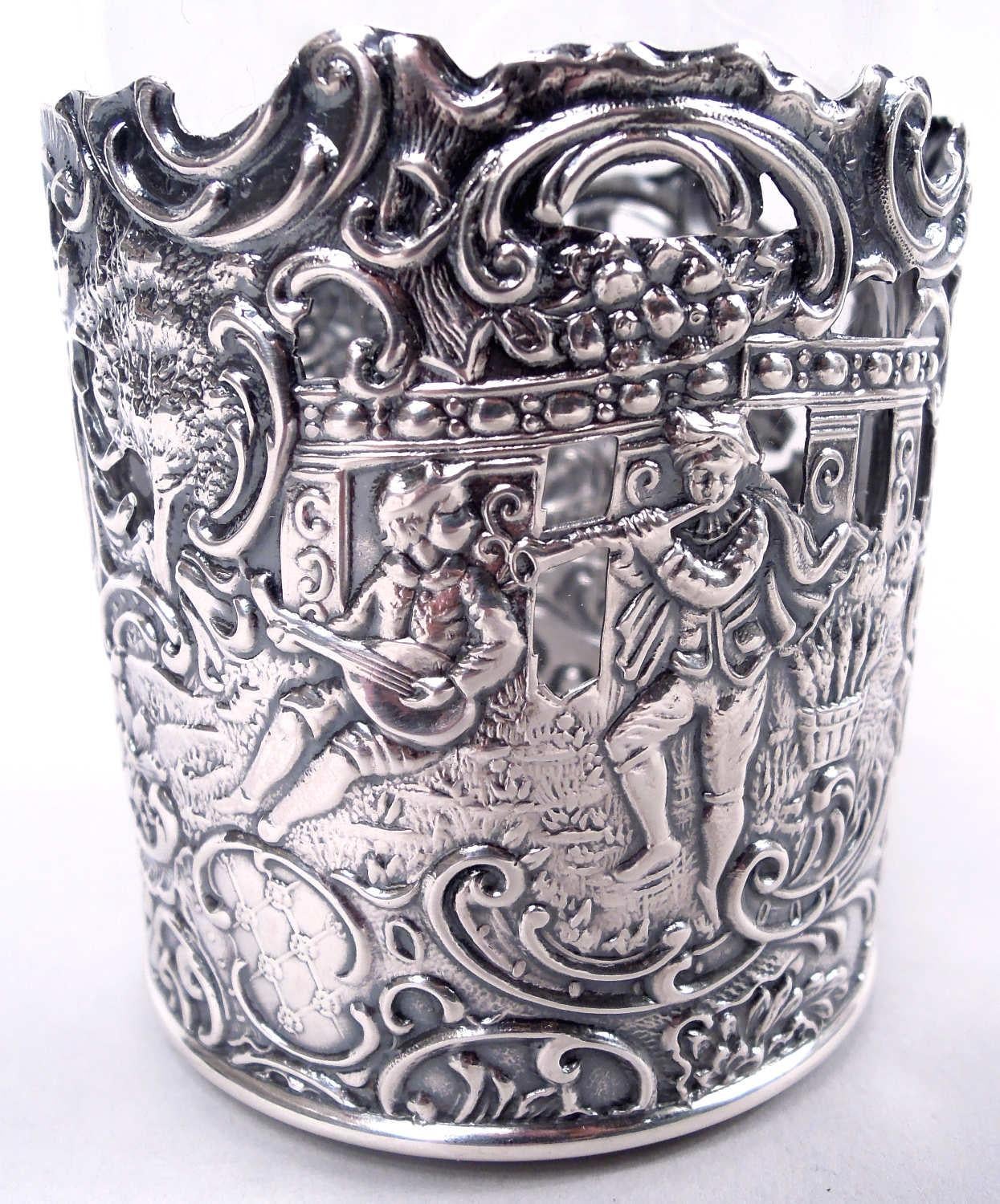 Set of 6 American Hanau-Style Sterling Silver Highball Holders For Sale 1