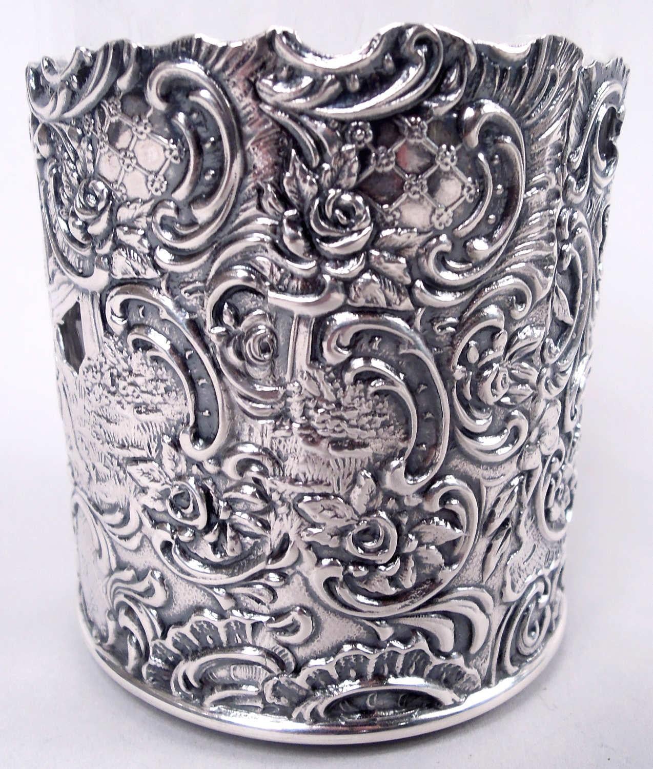 Set of 6 American Hanau-Style Sterling Silver Highball Holders For Sale 2