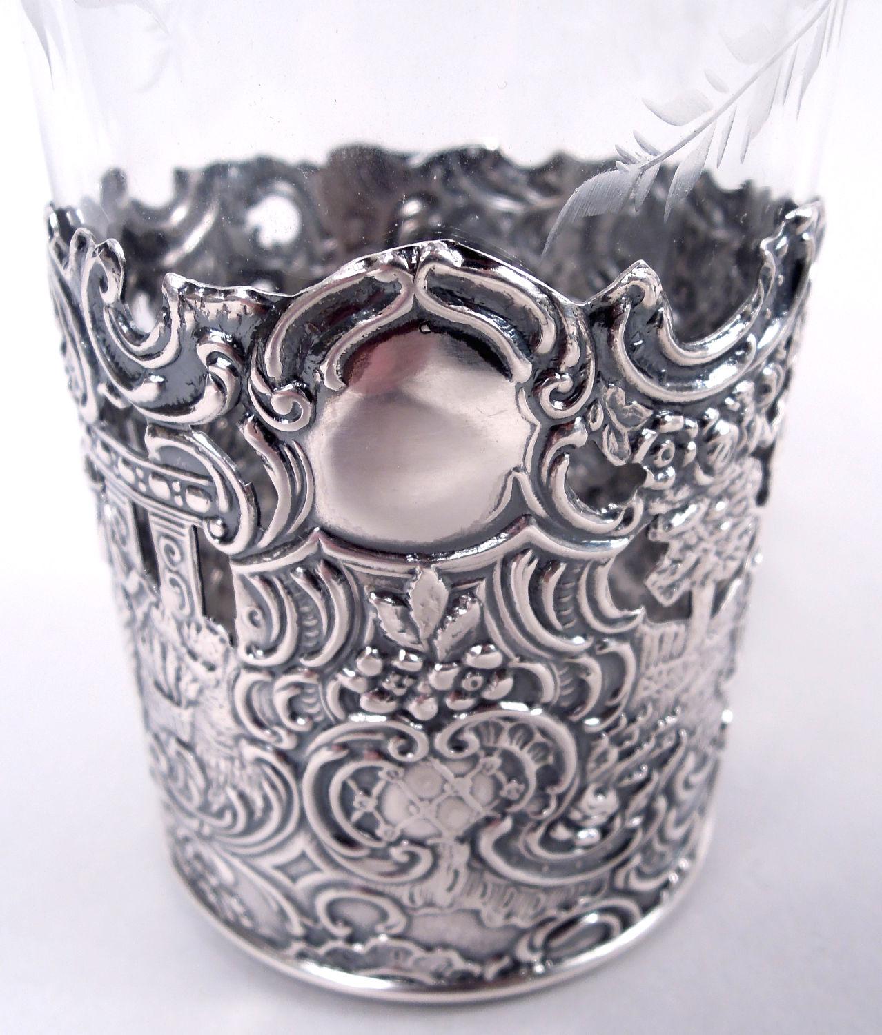 Set of 6 American Hanau-Style Sterling Silver Highball Holders For Sale 3