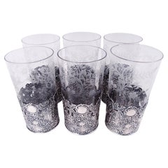 Set of 6 American Hanau-Style Sterling Silver Highball Holders
