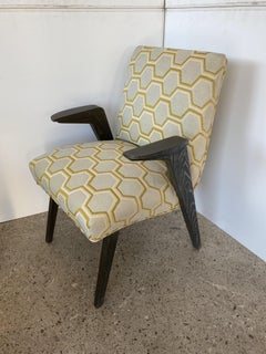 Set of 6 American Modern Gray Cerused Oak Dining Chairs, James Mont