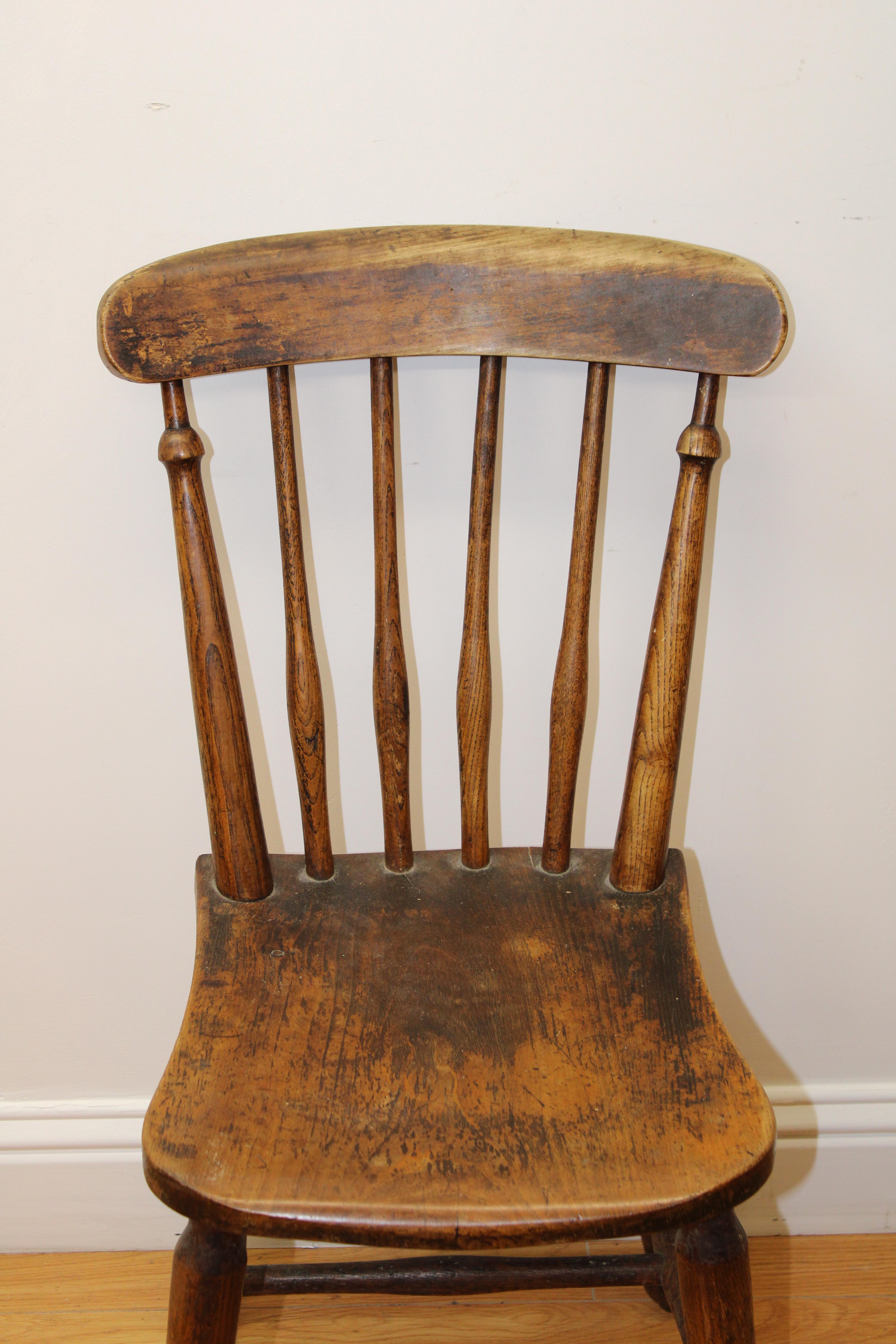 Set of 6 American Oak Fanback Windsor Side Chairs In Good Condition For Sale In San Francisco, CA