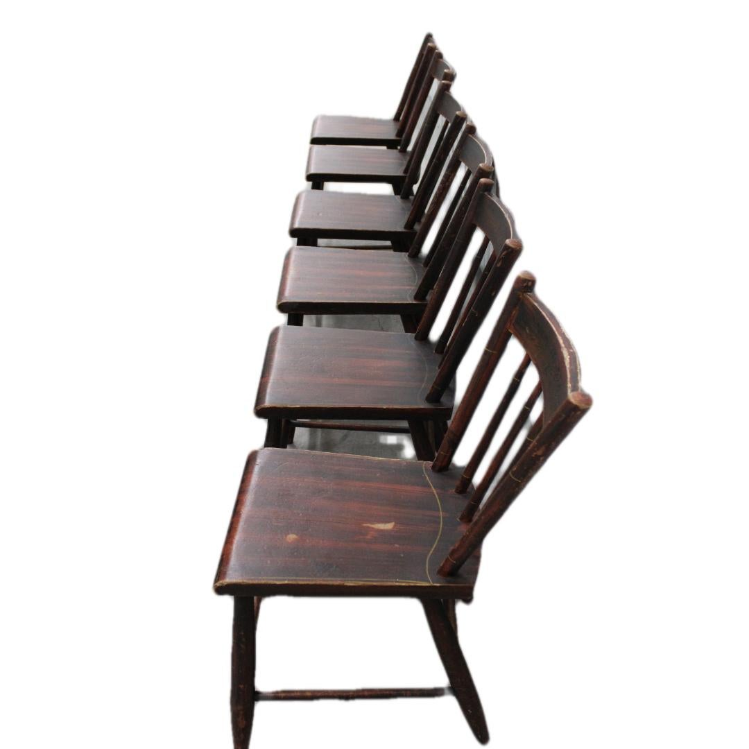 Set of 6 American Stenciled Painted Side Chairs For Sale 1