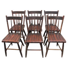 Set of 6 American Stenciled Painted Side Chairs