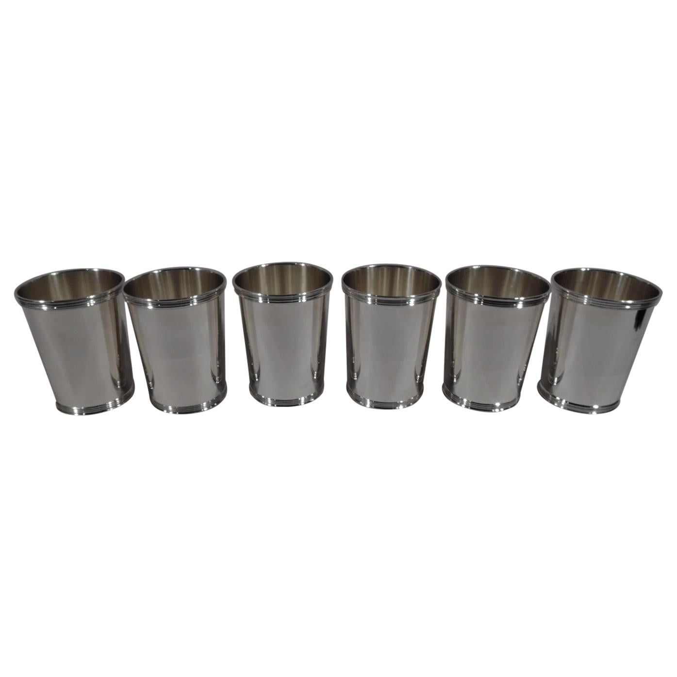Set of 6 American Sterling Silver Mint Juleps by Manchester