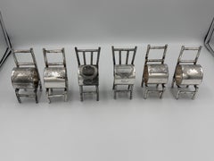 Set of 6 American Victorian Sterling Silver Figural Chair Napkin Rings