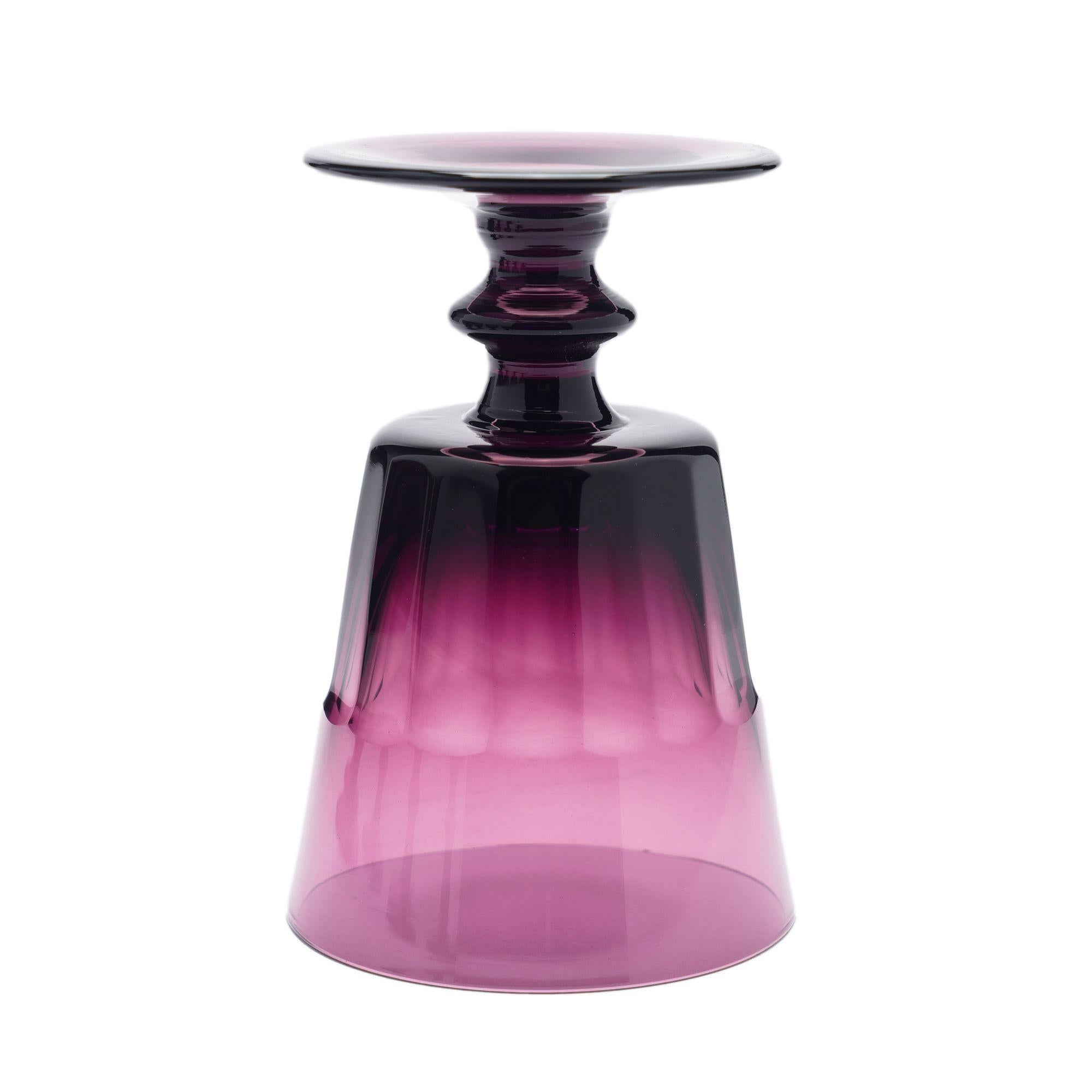 Glass Set of 6 amethyst glass goblets by William Yeoward, 1980-90