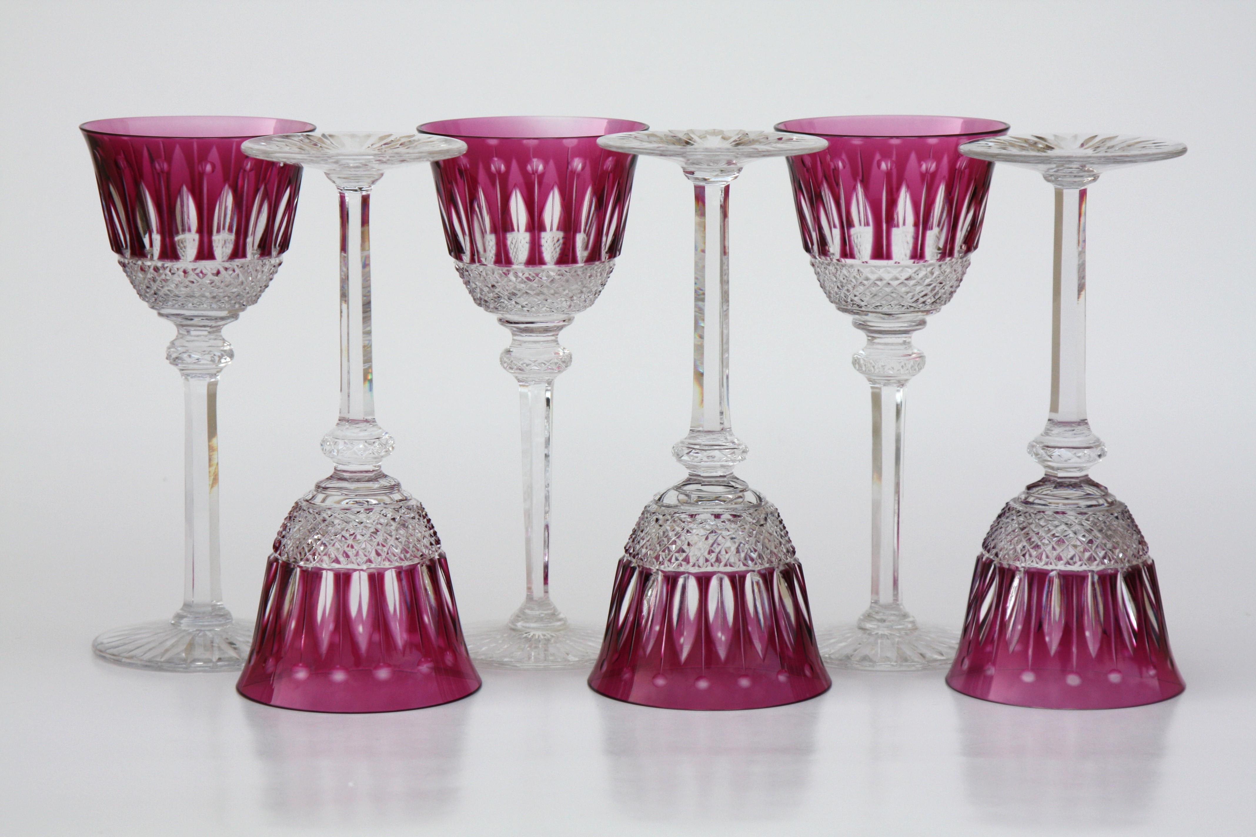 French Set of 6 amethyst Roemer glasses in St. Louis crystal, Tommy model