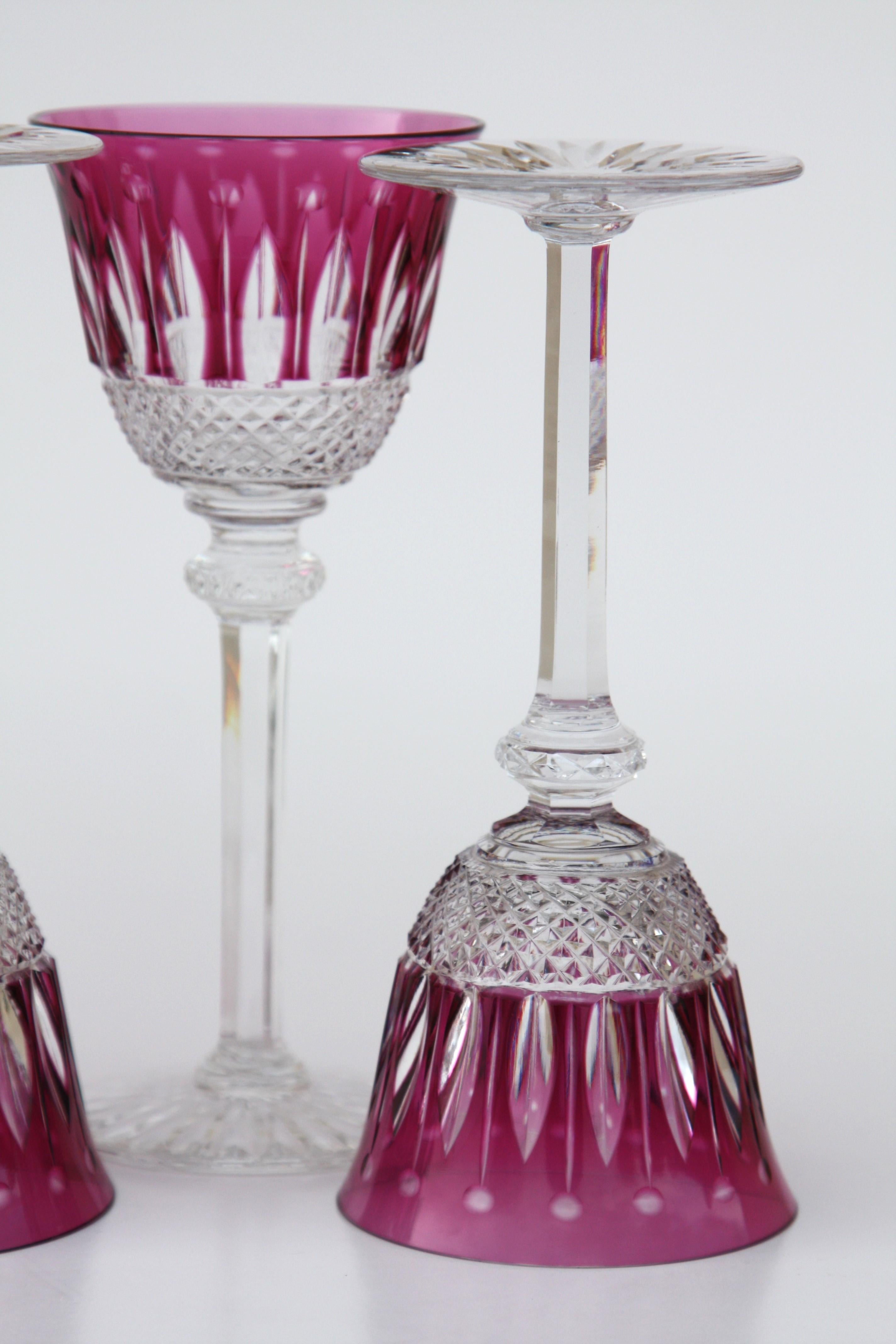Set of 6 amethyst Roemer glasses in St. Louis crystal, Tommy model In Good Condition In LA ROCHEPOT, FR