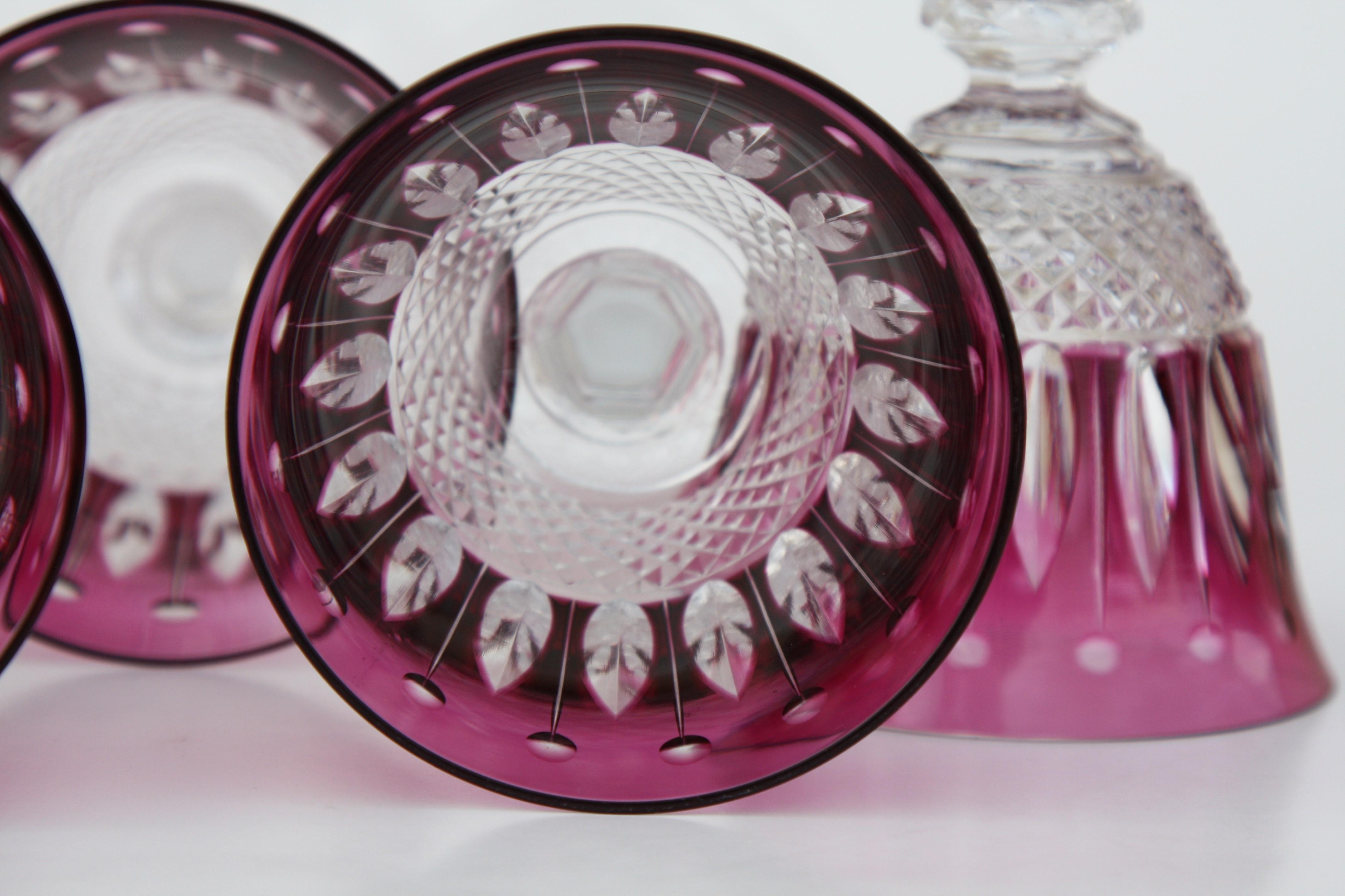 Crystal Set of 6 amethyst Roemer glasses in St. Louis crystal, Tommy model