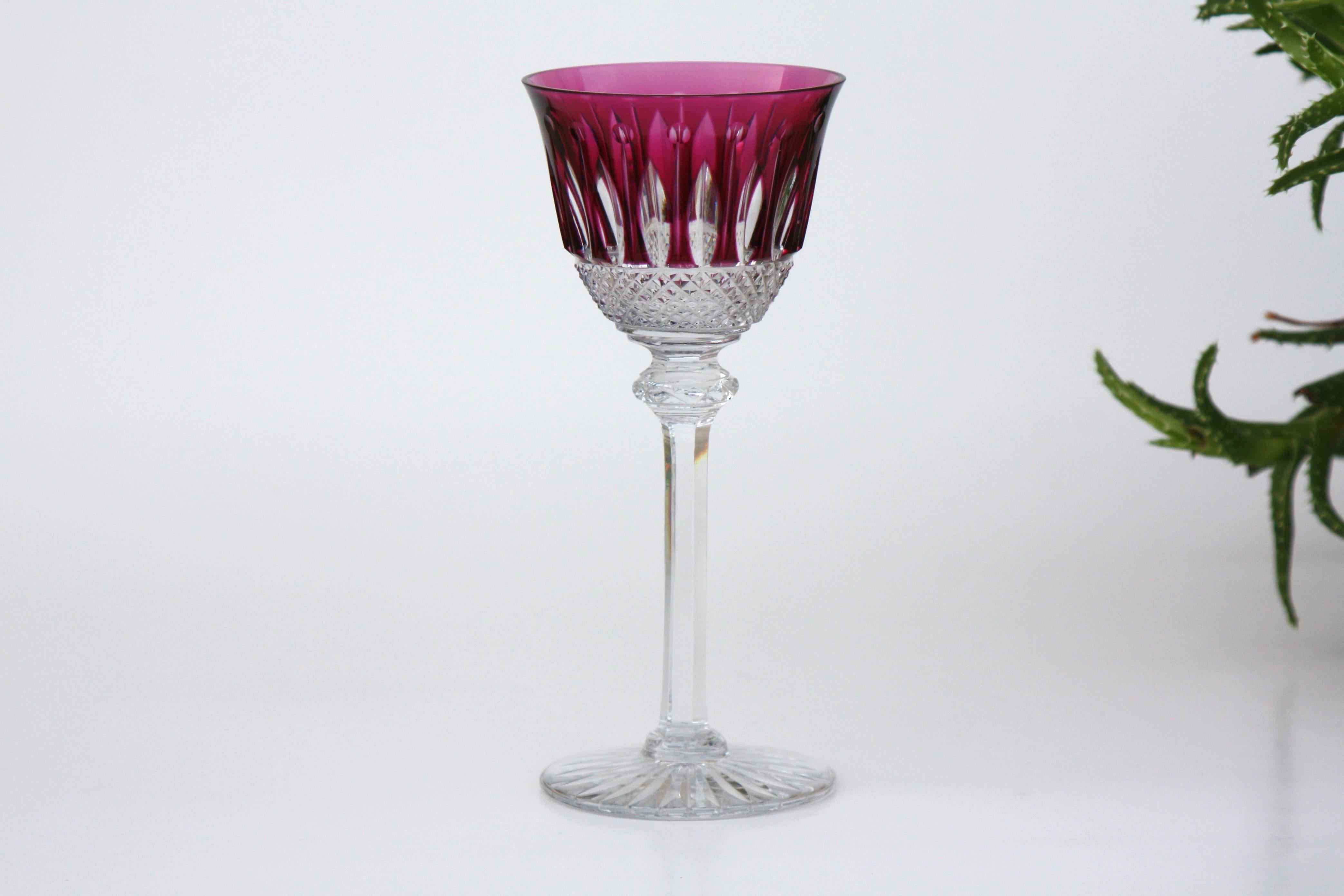 Set of 6 amethyst Roemer glasses in St. Louis crystal, Tommy model 1