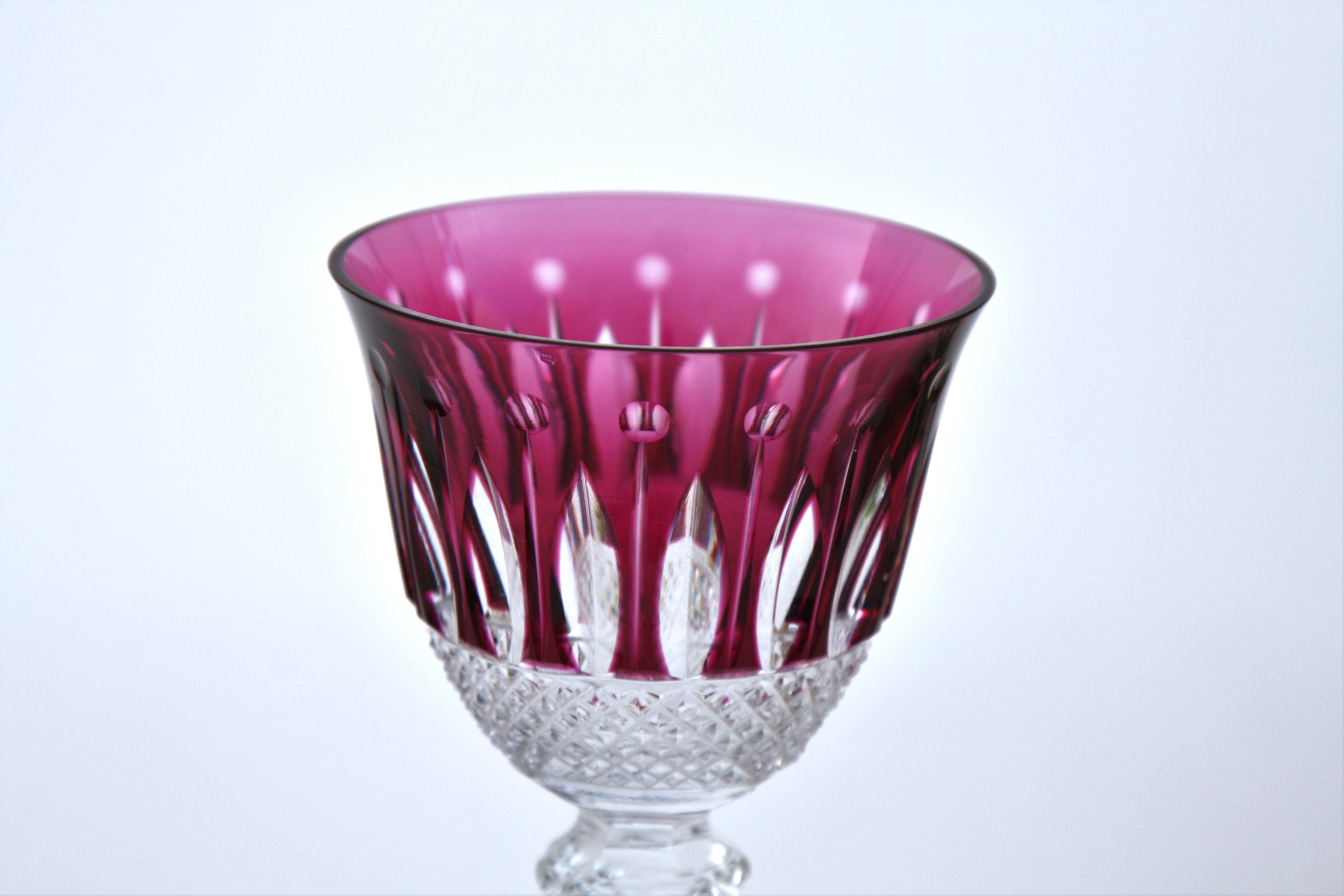 Set of 6 amethyst Roemer glasses in St. Louis crystal, Tommy model 2
