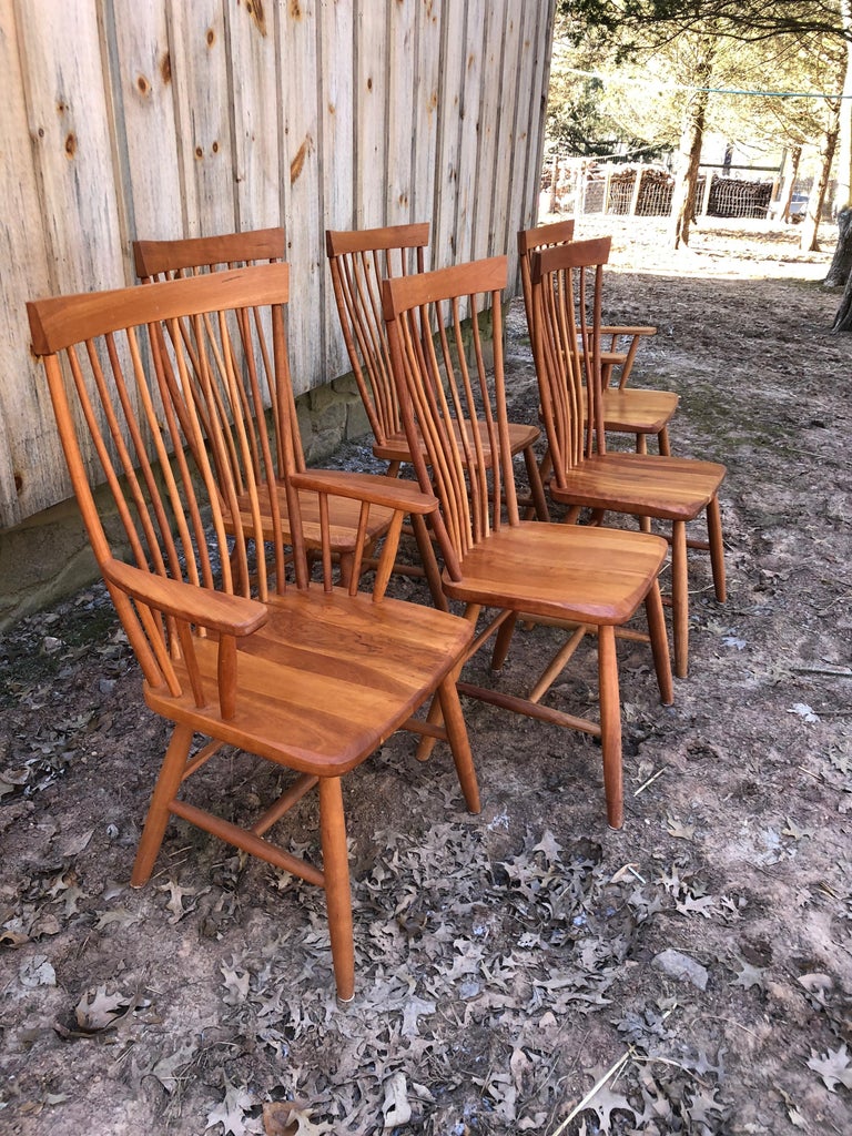 Set of 6 Amish Style Cherry Dining Chairs at 1stdibs