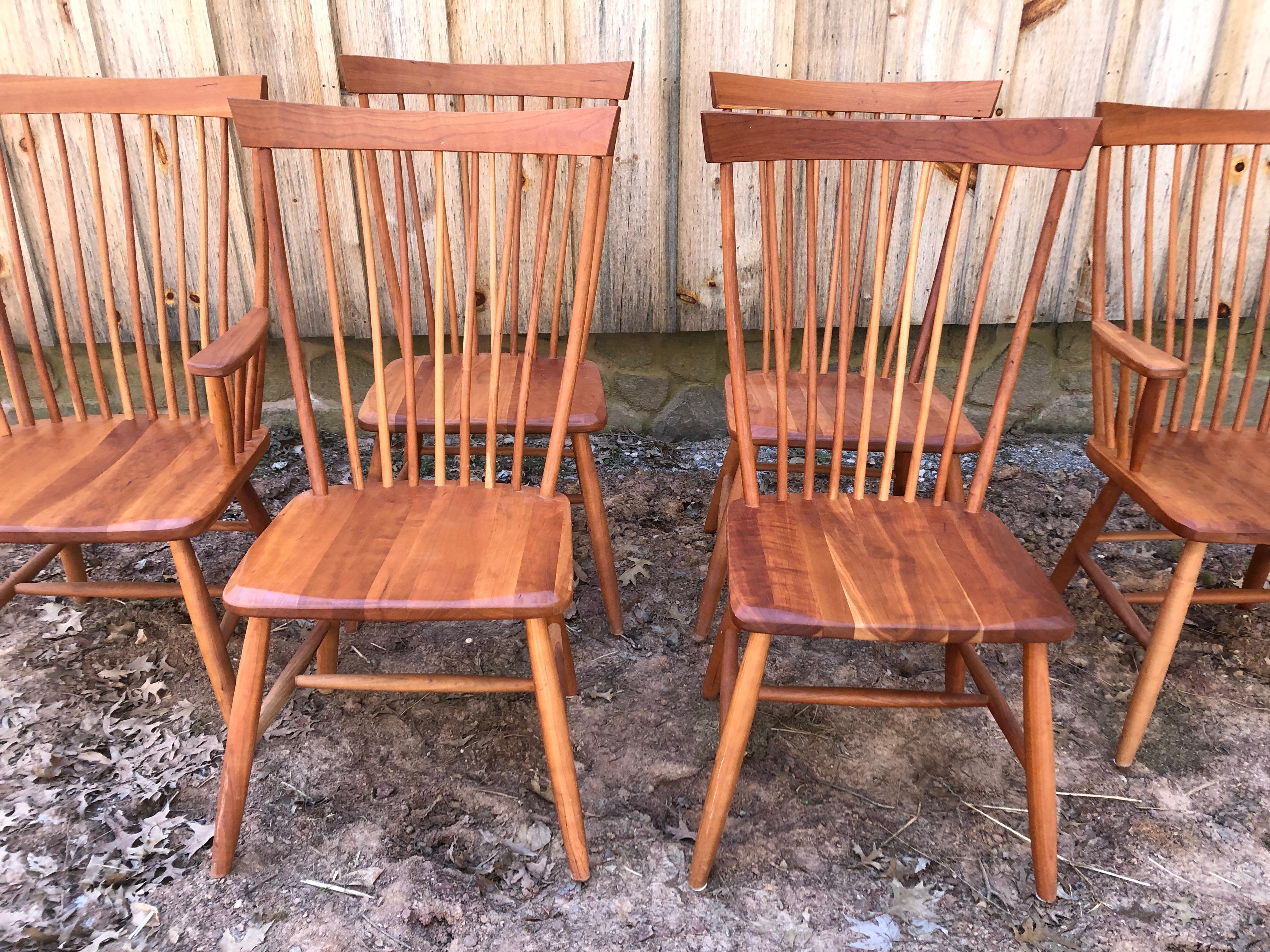 American Classical Set of 6 Amish Style Cherry Dining Chairs