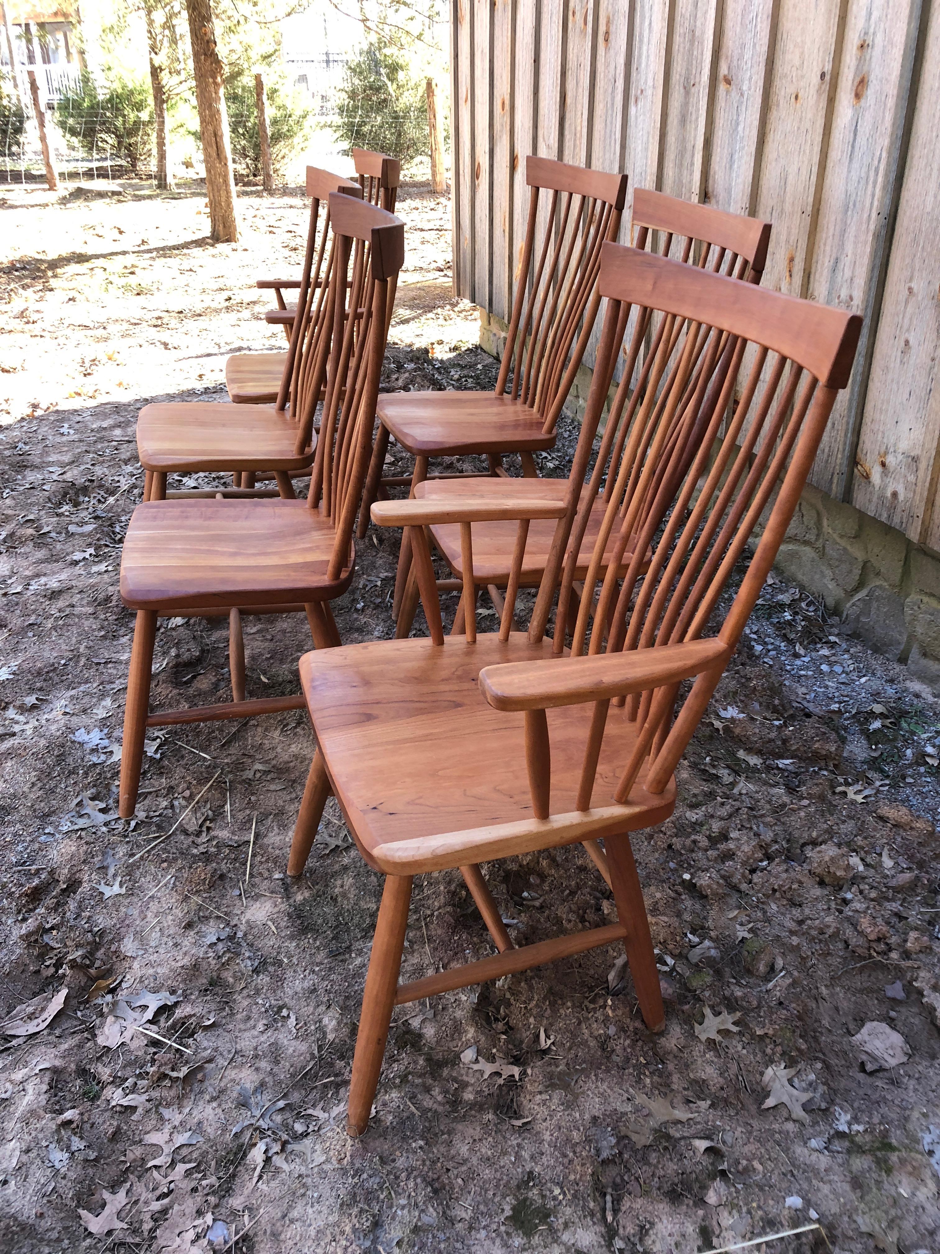 Set of 6 Amish Style Cherry Dining Chairs In Excellent Condition In Hopewell, NJ