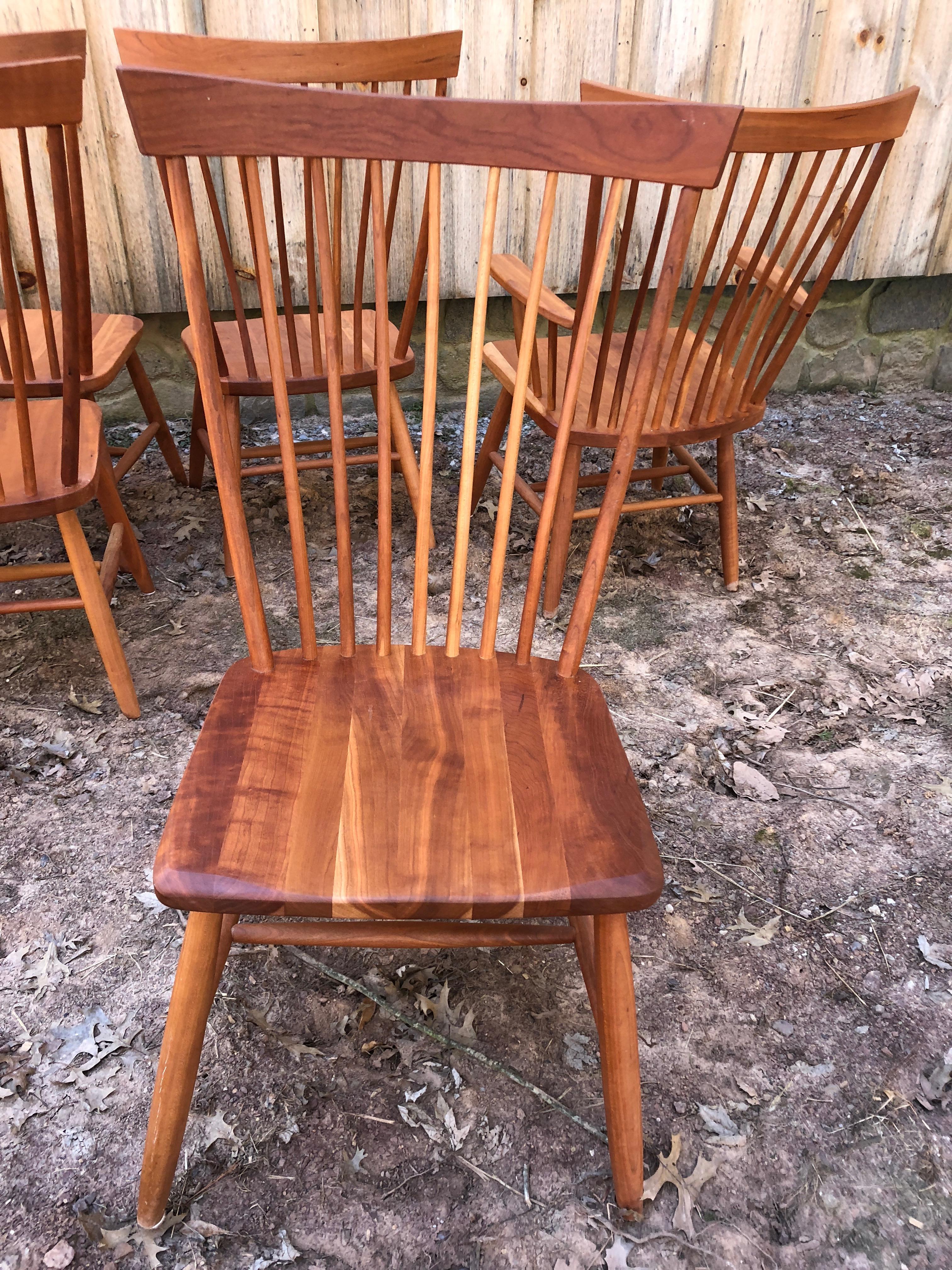 Set of 6 Amish Style Cherry Dining Chairs 1