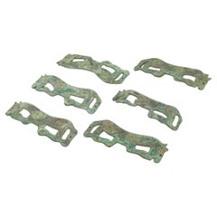 Juego de 6 placas de bronce chinas antiguas para cinturón con forma de caballo