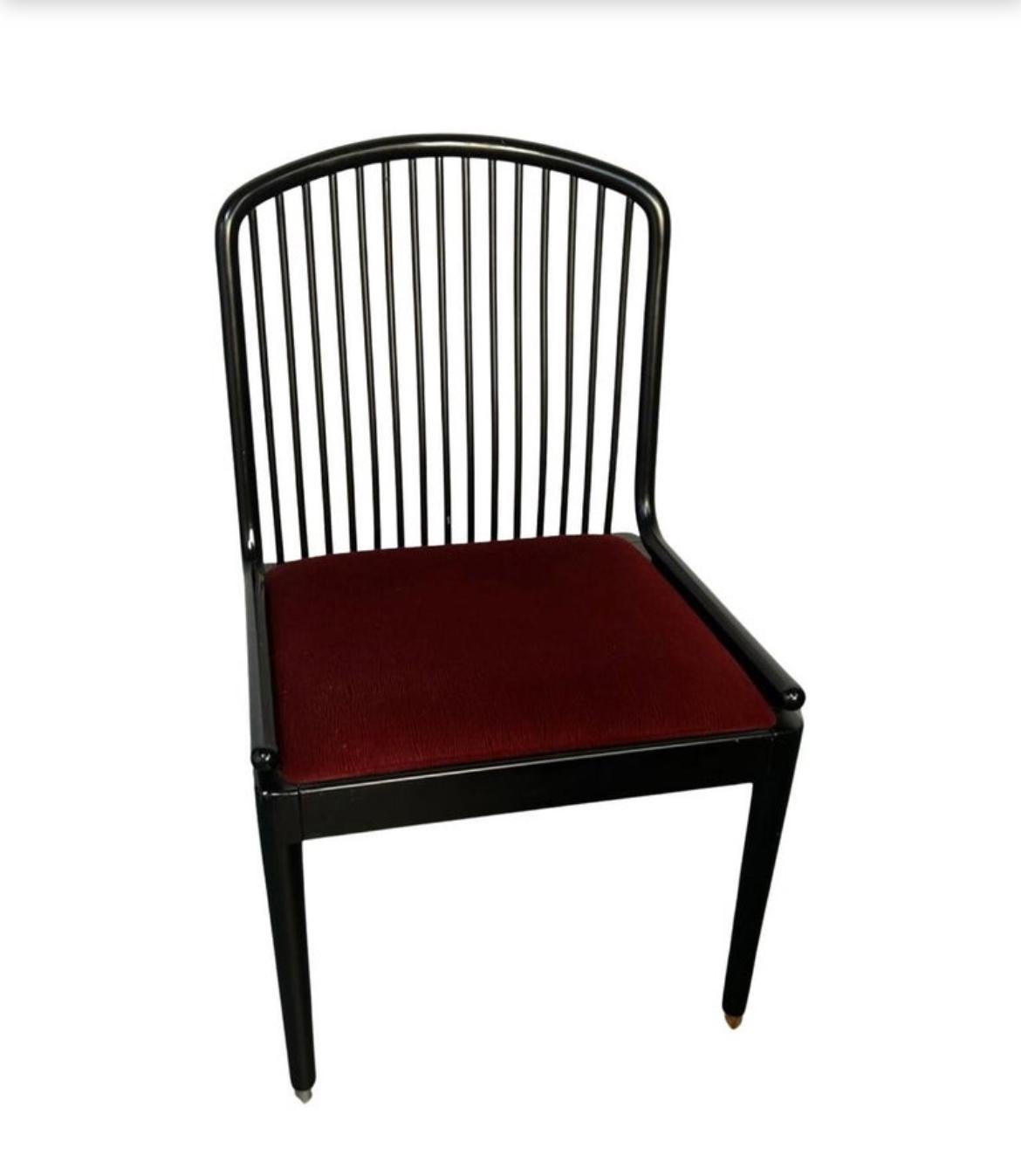 Woodwork Set of 6 Andover Black Lacquer Dining Chairs by Davis Allen for Stendig For Sale