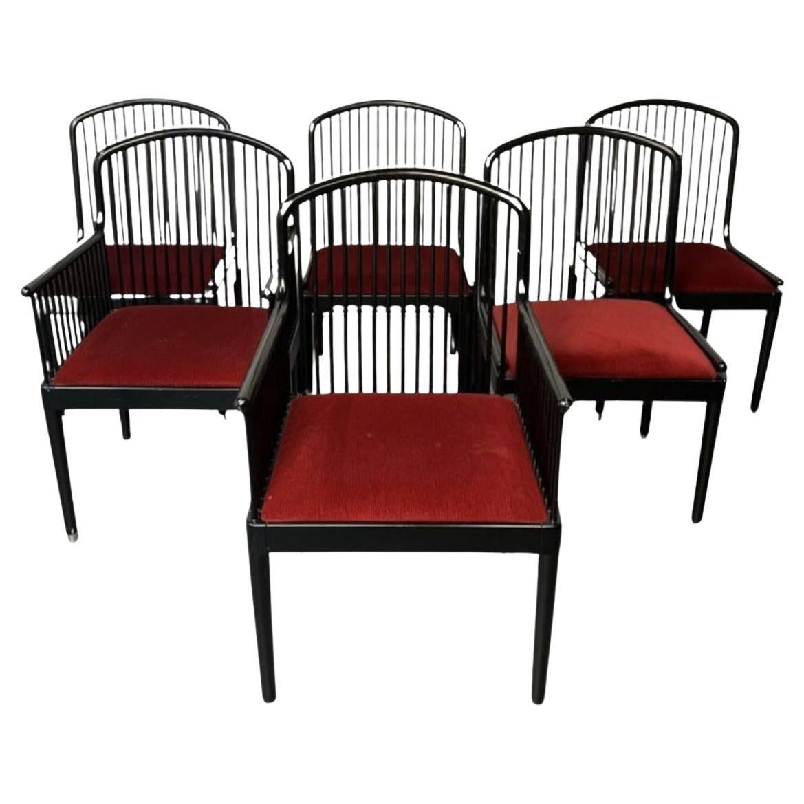 Set of 6 Andover Black Lacquer Dining Chairs by Davis Allen for Stendig