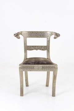 Set of 6 Anglo Indian Repousse Ram's Head Chairs