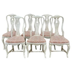 Set of 6 Antique 18 C Gustavian Dining Chairs W Carolina Irving Andaluz Linen