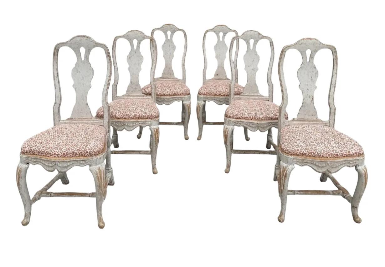 Set of 6 Antique 18 C Gustavian Swedish Empire Dining Chairs In Good Condition In LOS ANGELES, CA