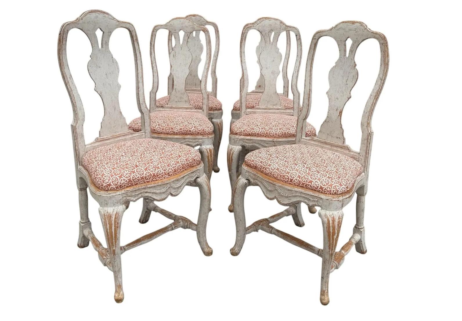 18th Century and Earlier Set of 6 Antique 18 C Gustavian Swedish Empire Dining Chairs