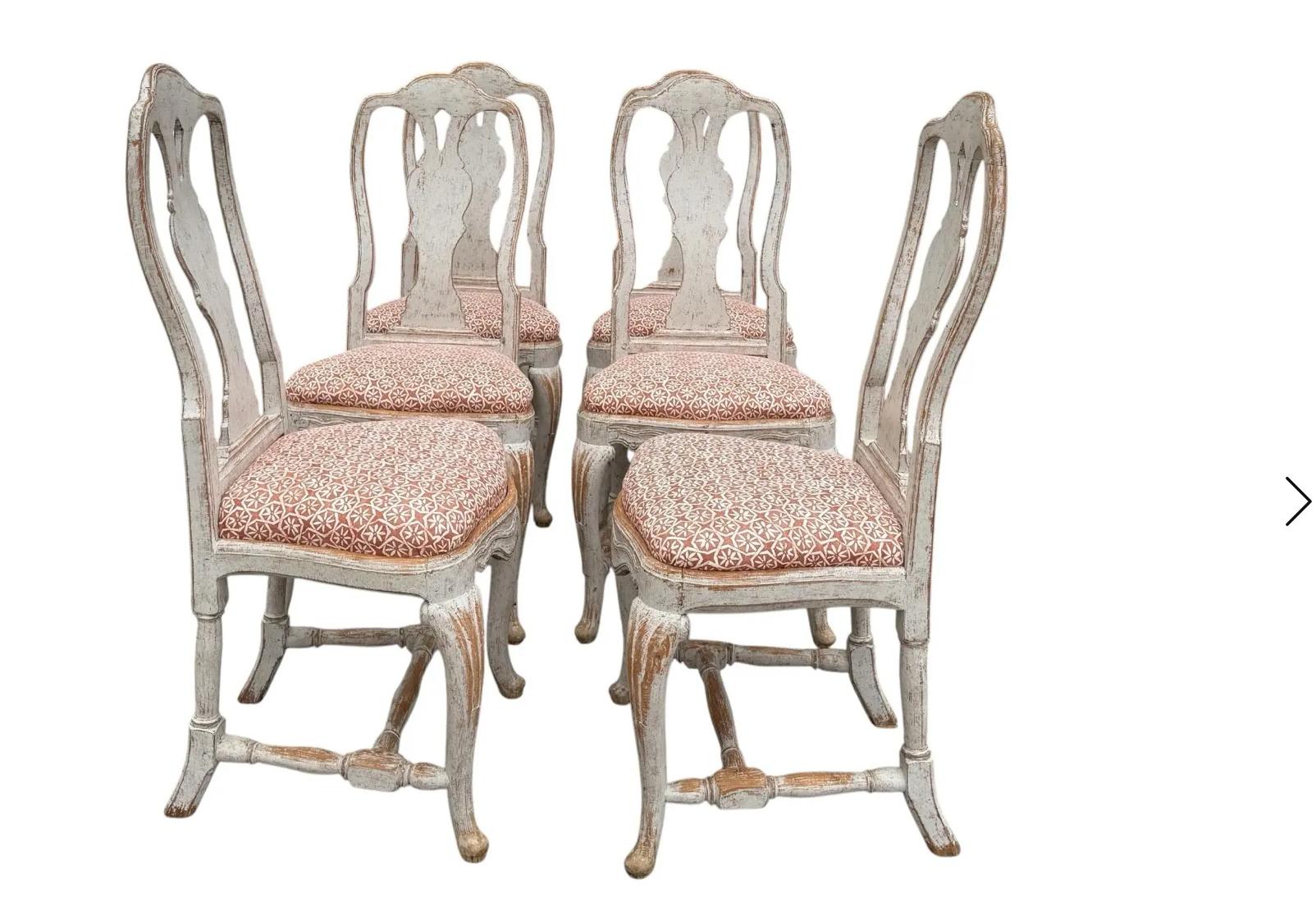 Wood Set of 6 Antique 18 C Gustavian Swedish Empire Dining Chairs