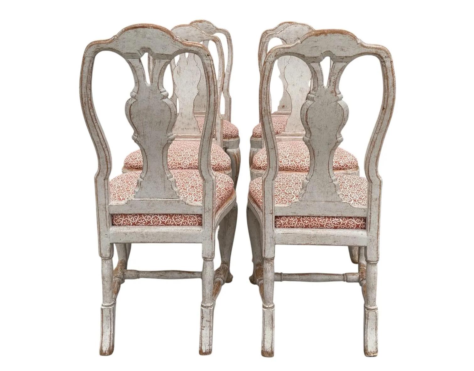 Set of 6 Antique 18 C Gustavian Swedish Empire Dining Chairs 1