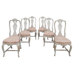 Set of 6 Antique 18 C Swedish Empire Gustavian Dining Chairs