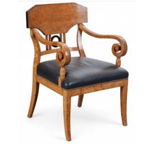 Set of 6 Antique 19c Biedermeier Mahogany & Ebonized Birch Dining Chairs