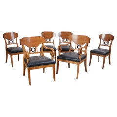 Set of 6 Antique 19c Biedermeier Mahogany & Ebonized Birch Dining Chairs Set of 6 Antique 19c Biedermeier Mahogany & Ebonized Birch Dining Chairs