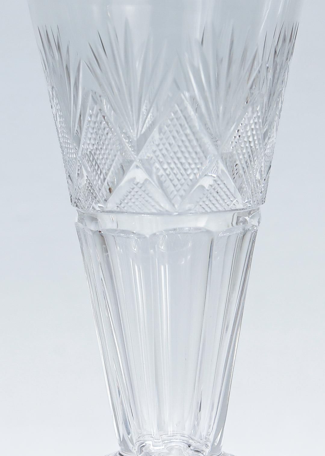 Set von 6 antiken Champagnerflöten aus geschliffenem Glas, Bakewell zugeschrieben, 19. Jahrhundert im Angebot 6