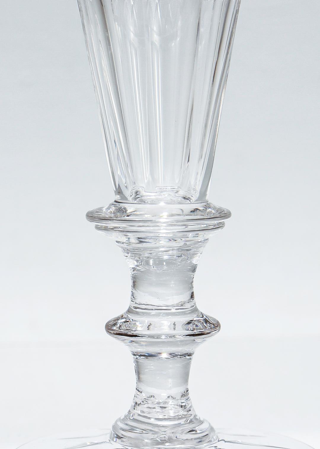 Set of 6 Antique 19th Century Cut Glass Champagne Flutes Attributed to Bakewell For Sale 7