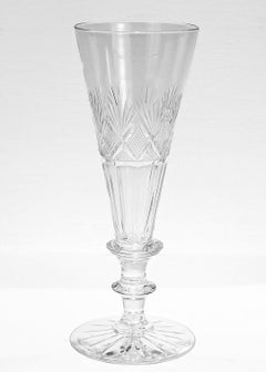 Set of 6 Antique 19th Century Cut Glass Champagne Flutes Attributed to Bakewell