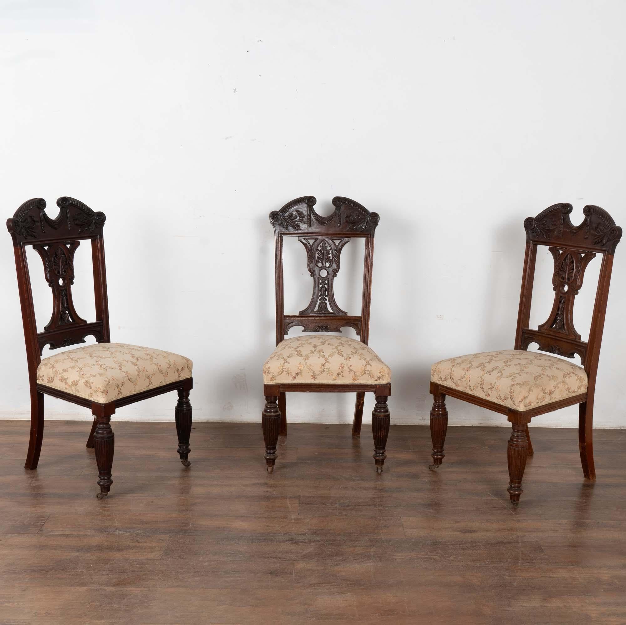 Upholstery Set of 6 Antique 19th Century English Mahogany Dining Chairs For Sale