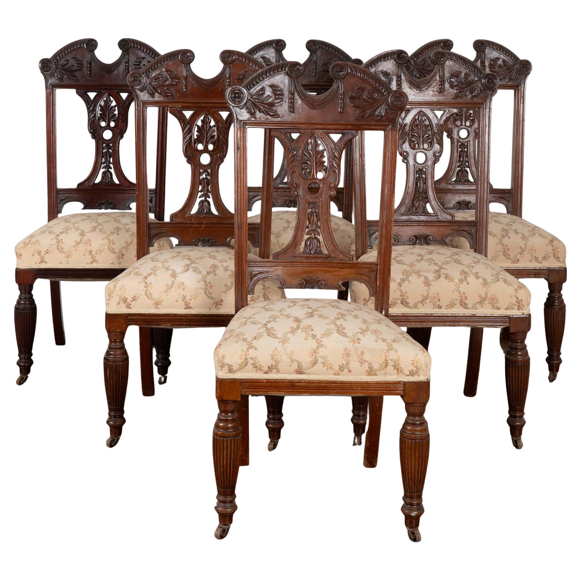 Set of 6 Antique 19th Century English Mahogany Dining Chairs For Sale
