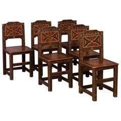 Set of 6 Antique 19th Century Swedish Folk Art Painted Chairs