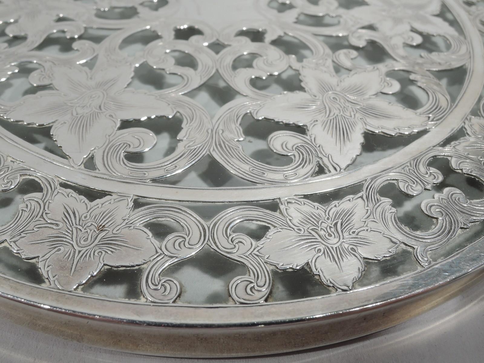 Set of 6 Antique American Art Nouveau Silver Overlay Trivets In Good Condition In New York, NY