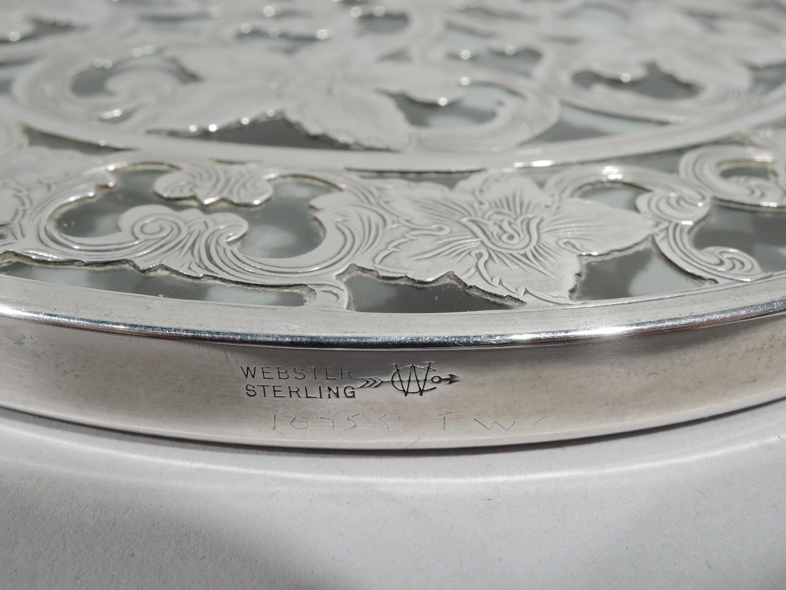 Set of 6 Antique American Art Nouveau Silver Overlay Trivets 1