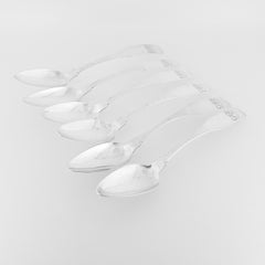 Set of 6 Antique American Monogrammed Coin Silver Teaspoons by Joseph Shoemaker