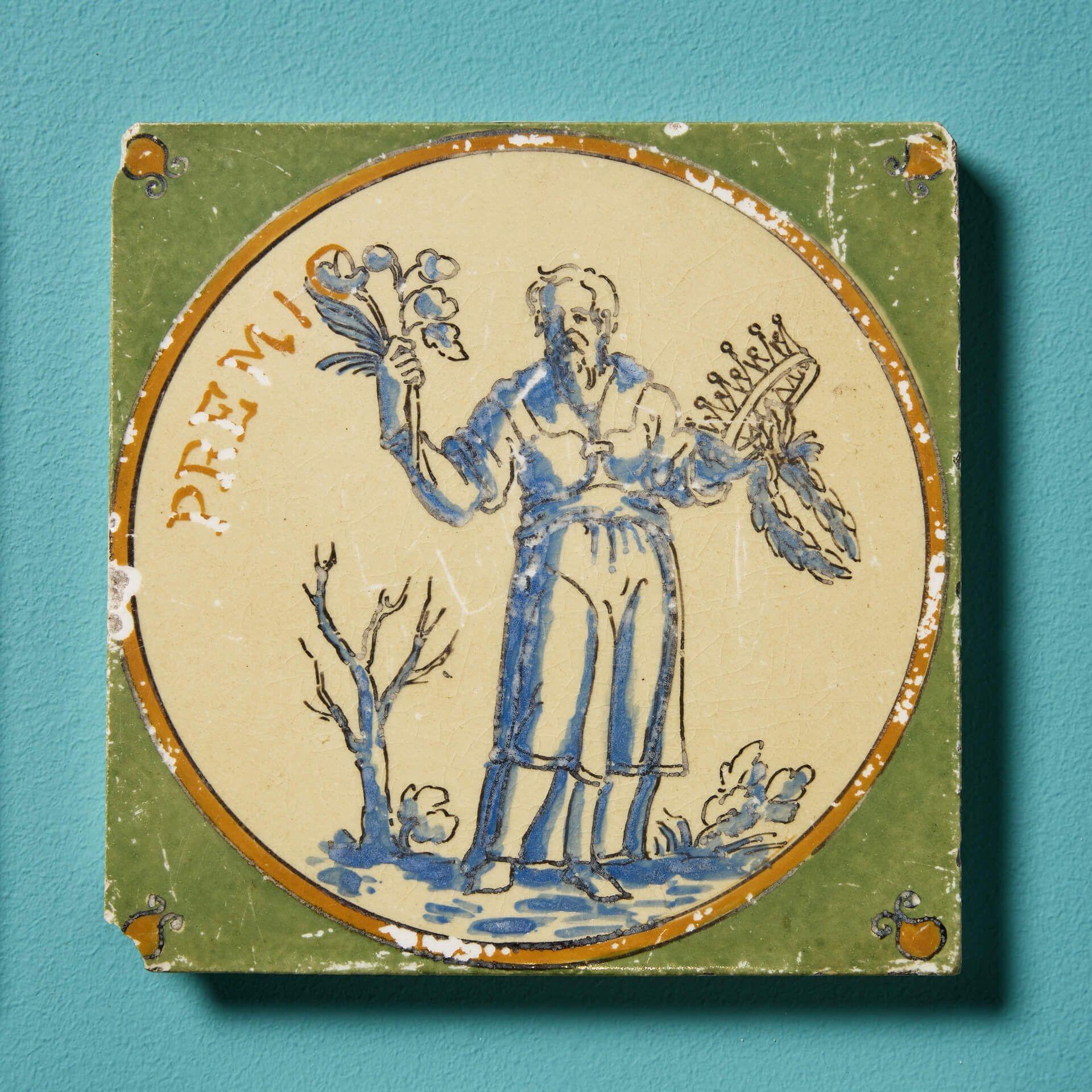 Glazed Set of 6 Antique Barrowclough & Sanders Tiles For Sale