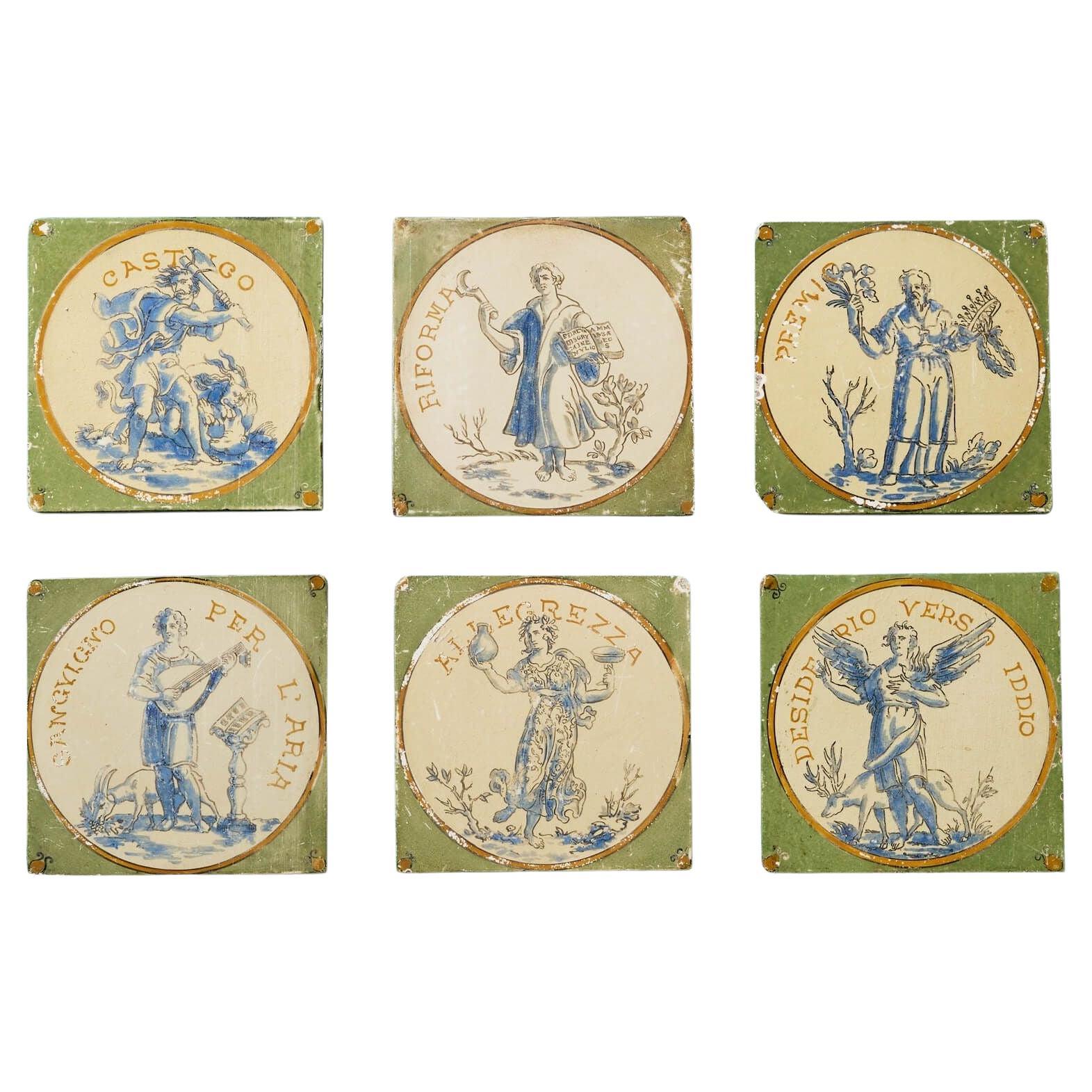 Set of 6 Antique Barrowclough & Sanders Tiles For Sale