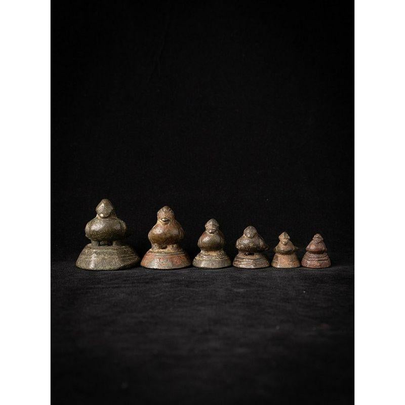 19th Century Set of 6 Antique Bronze Opium Weights from Burma For Sale